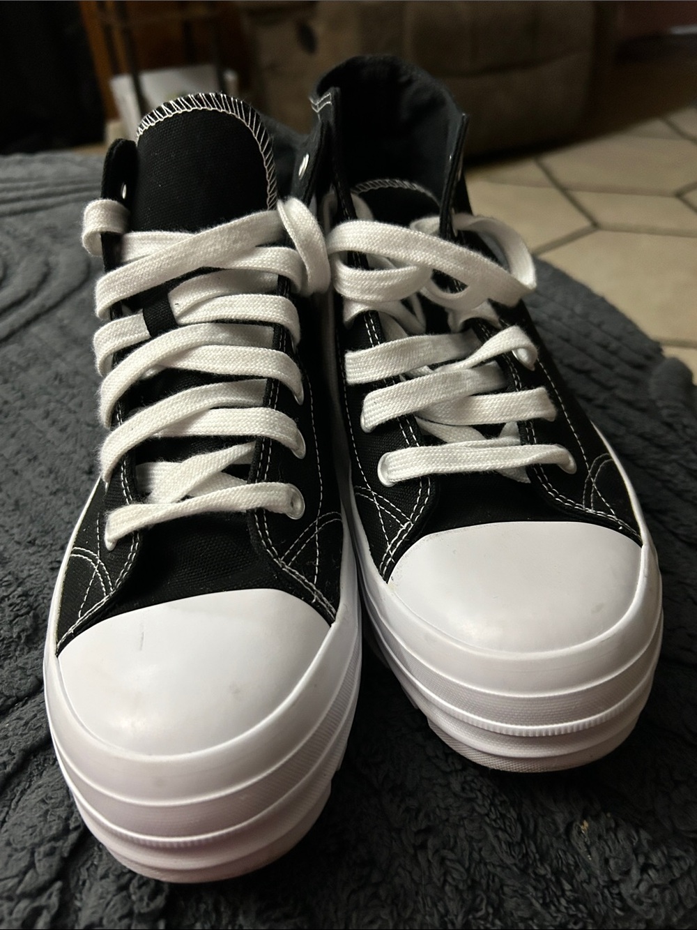 No Boundaries Black and White Platform Canvas Sneakers